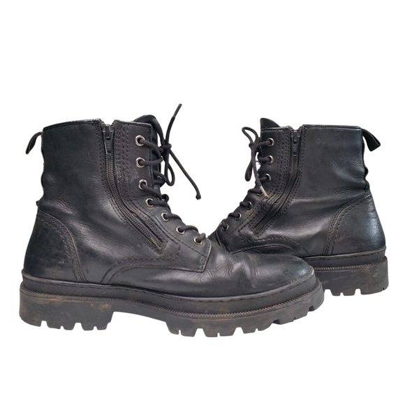 40) ALDO Colt Lace Up & Zip Side Leather Combat Boots Sz. 10 - Picture 4 of 12